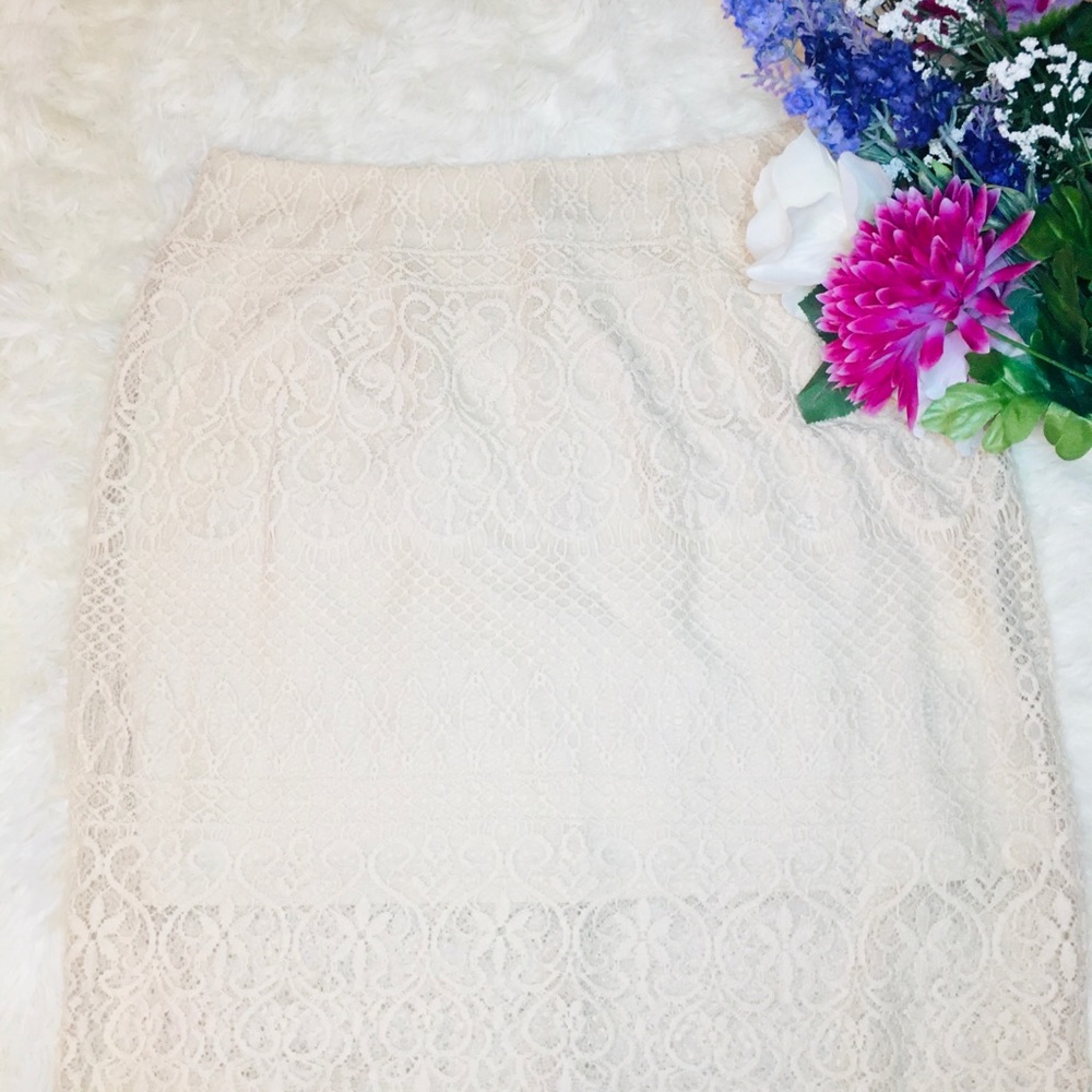 Pastel pink lace mini skirt